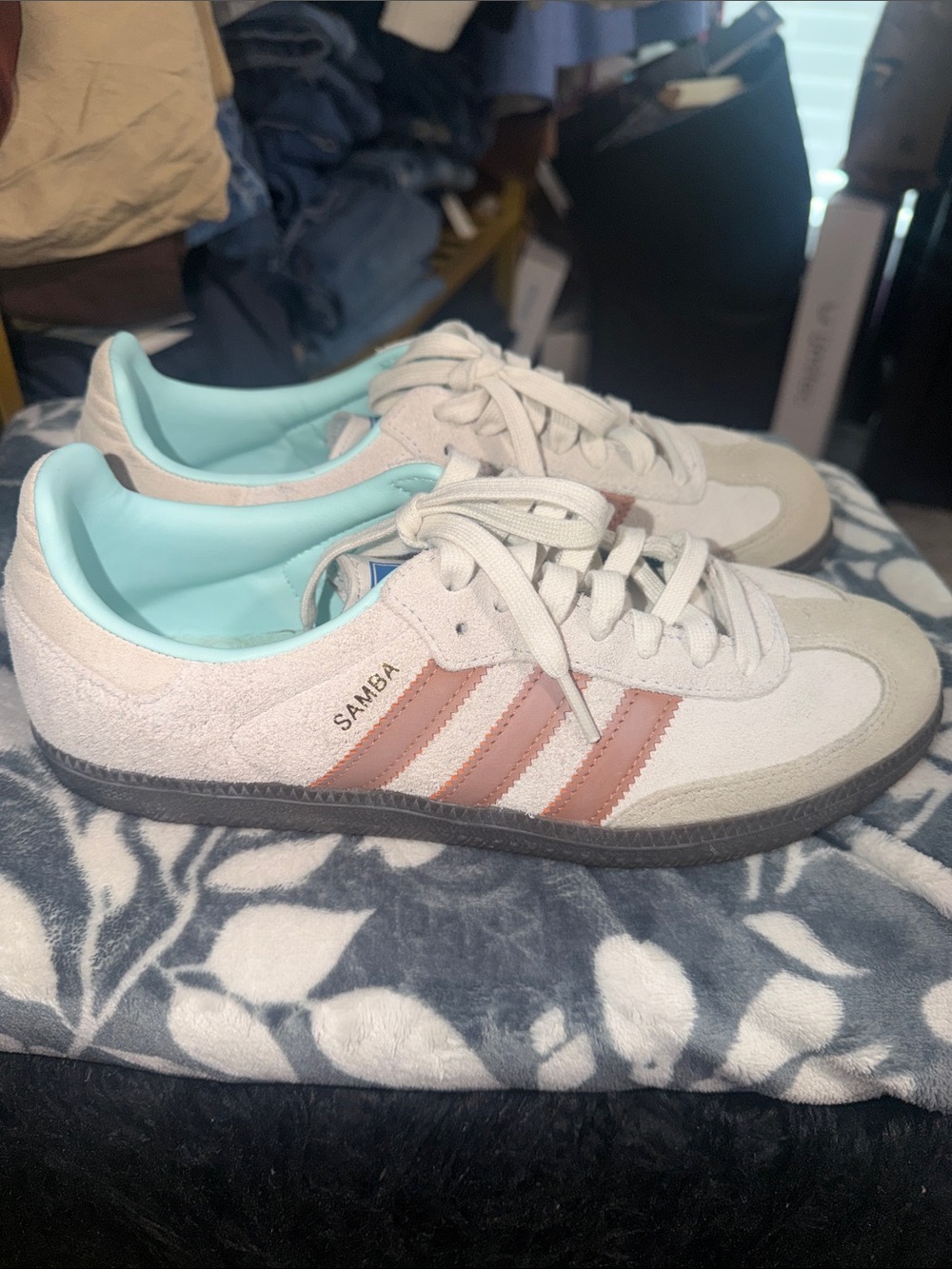 adidas Samba Beige Sneakers with Clay Stripes and Mint Lining